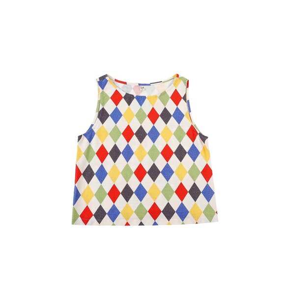 NWT Fashion Brand Company Shift Tank Soft Linen Harlequin - Picture 1 of 5